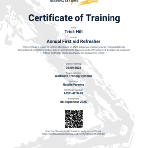 Annual Refresher Certificate